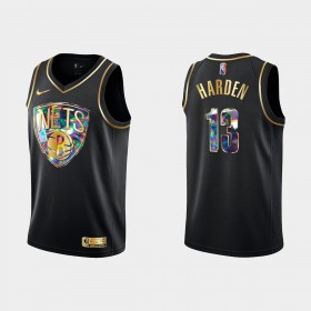 Dres Brooklyn Nets James Harden 13 Nike 2021-22 Crno Golden Edition 75th Anniversary Diamond Swingman